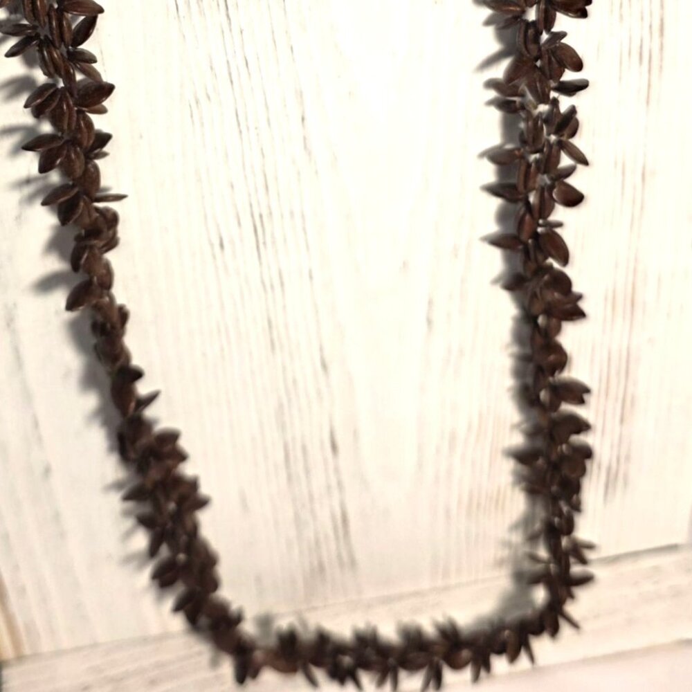 Brown Seed Bead Necklace Handcrafted Hawaiian lei surfer men's jewelry beach